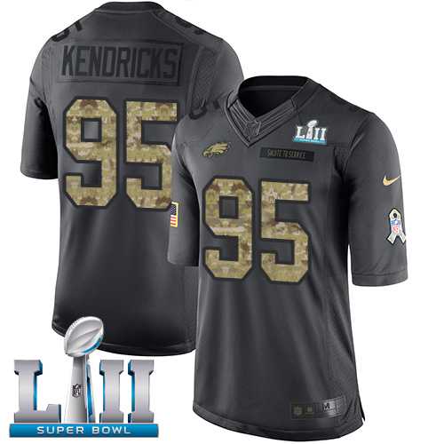 Nike Philadelphia Eagles #95 Mychal Kendricks Black Super Bowl LII Men's Stitched NFL Limited 2016 Salute To Service Jersey