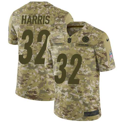 Nike Pittsburgh Steelers #32 Franco Harris Camo Men's Stitched NFL Limited 2018 Salute To Service Jersey