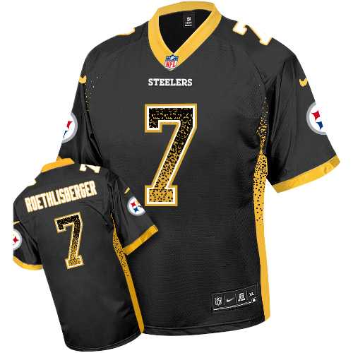 Nike Pittsburgh Steelers #7 Ben Roethlisberger Black Team Color Men's Stitched NFL Elite Drift Fashion Jersey
