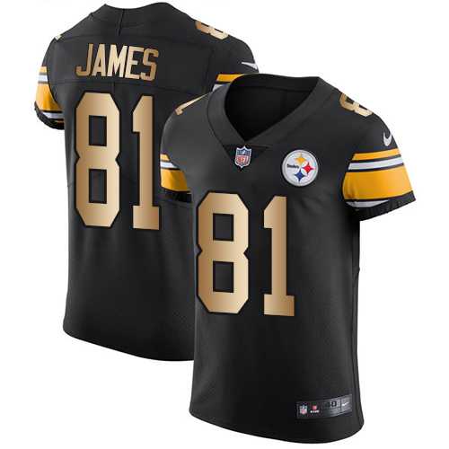 Nike Pittsburgh Steelers #81 Jesse James Black Team Color Men's Stitched NFL Elite Gold Jersey