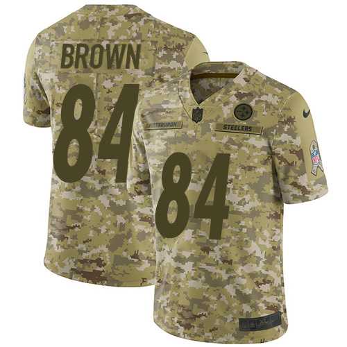 Nike Pittsburgh Steelers #84 Antonio Brown Camo Men's Stitched NFL Limited 2018 Salute To Service Jersey