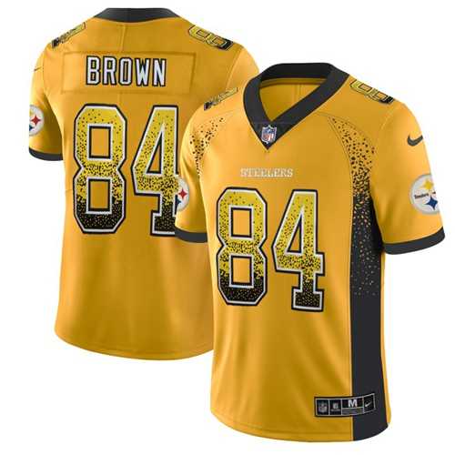 Nike Pittsburgh Steelers #84 Antonio Brown Gold Men's Stitched NFL Limited Rush Drift Fashion Jersey