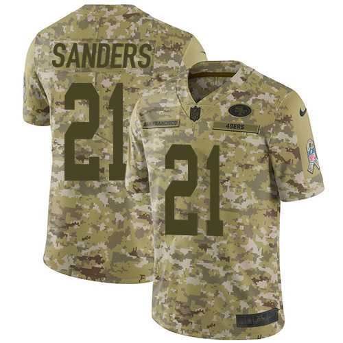 Nike San Francisco 49ers #21 Deion Sanders Camo Men's Stitched NFL Limited 2018 Salute To Service Jersey