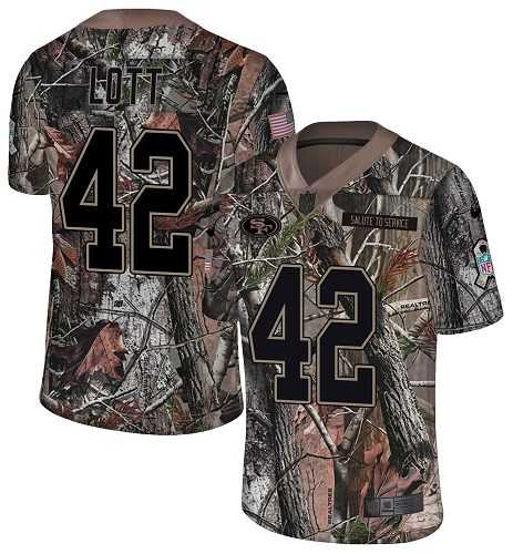 Nike San Francisco 49ers #42 Ronnie Lott Camo Men's Stitched NFL Limited Rush Realtree Jersey