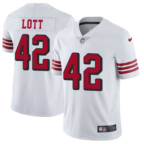 Nike San Francisco 49ers #42 Ronnie Lott White Rush Men's Stitched NFL Vapor Untouchable Limited Jersey