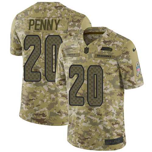 Nike Seattle Seahawks #20 Rashaad Penny Camo Men's Stitched NFL Limited 2018 Salute To Service Jersey