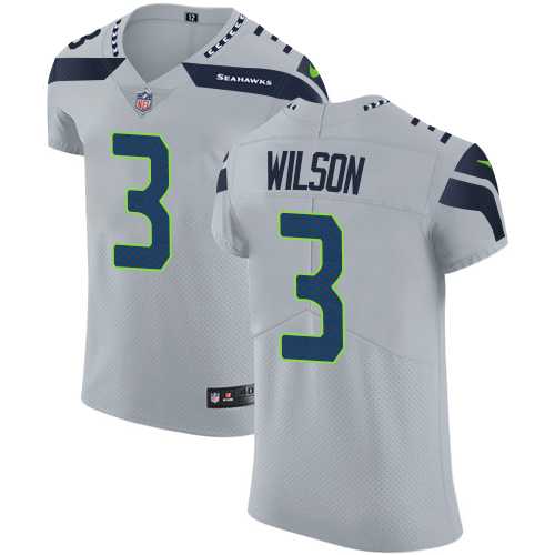 Nike Seattle Seahawks #3 Russell Wilson Grey Alternate Men's Stitched NFL Vapor Untouchable Elite Jersey