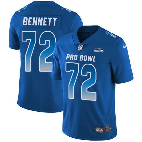 Nike Seattle Seahawks #72 Michael Bennett Royal Men's Stitched NFL Limited NFC 2018 Pro Bowl Jersey