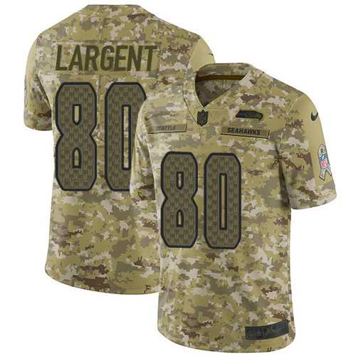 Nike Seattle Seahawks #80 Steve Largent Camo Men's Stitched NFL Limited 2018 Salute To Service Jersey