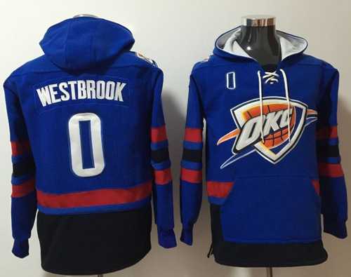 Oklahoma City Thunder #0 Russell Westbrook Blue Name & Number Pullover NBA Hoodie