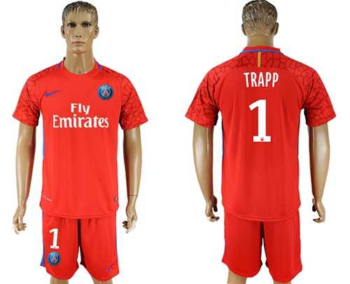 Paris Saint-Germain #1 Trapp Red Goalkeeper Soccer Club Jersey