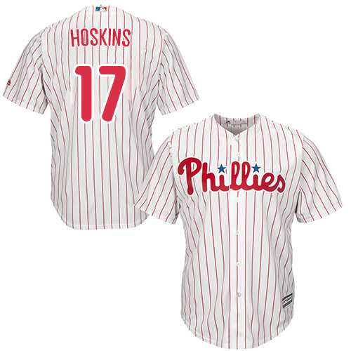 Philadelphia Phillies #17 Rhys Hoskins White(Red Strip) New Cool Base Stitched MLB