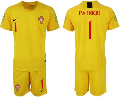 Portugal #1 Patricio Yellow Goalkeeper Soccer Country Jersey