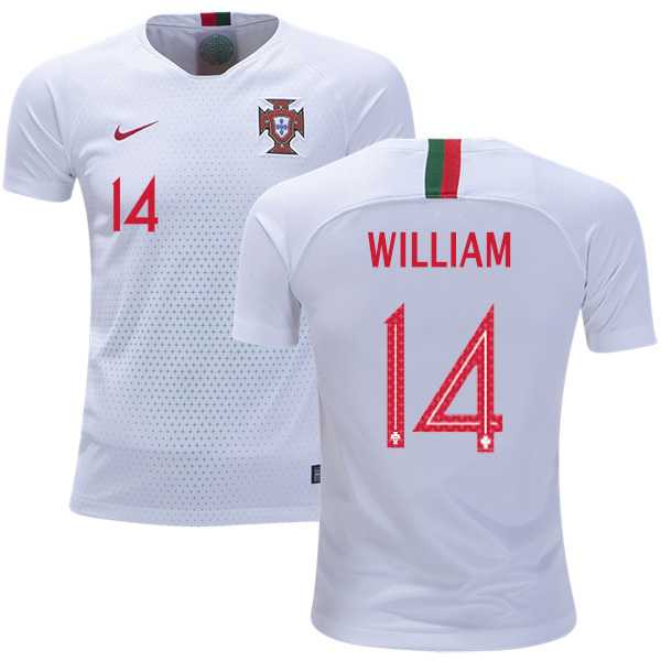 Portugal #14 William Away Kid Soccer Country Jersey