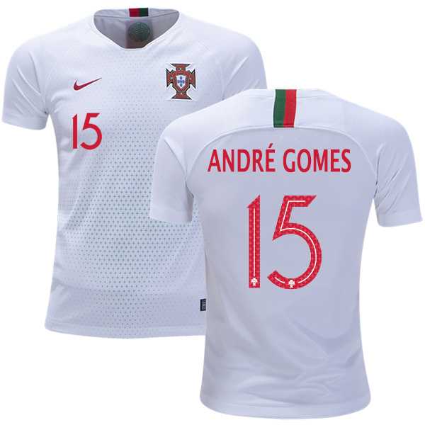 Portugal #15 Andre Gomes Away Kid Soccer Country Jersey
