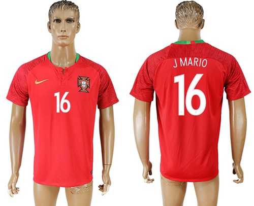 Portugal #16 J Mario Home Soccer Country Jersey