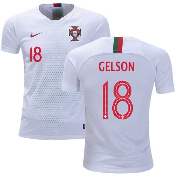 Portugal #18 Gelson Away Kid Soccer Country Jersey