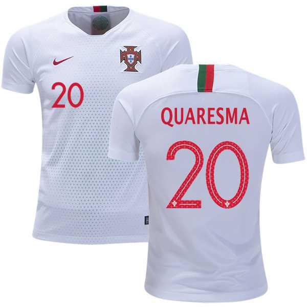 Portugal #20 Quaresma Away Kid Soccer Country Jersey