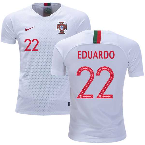 Portugal #22 Eduardo Away Kid Soccer Country Jersey