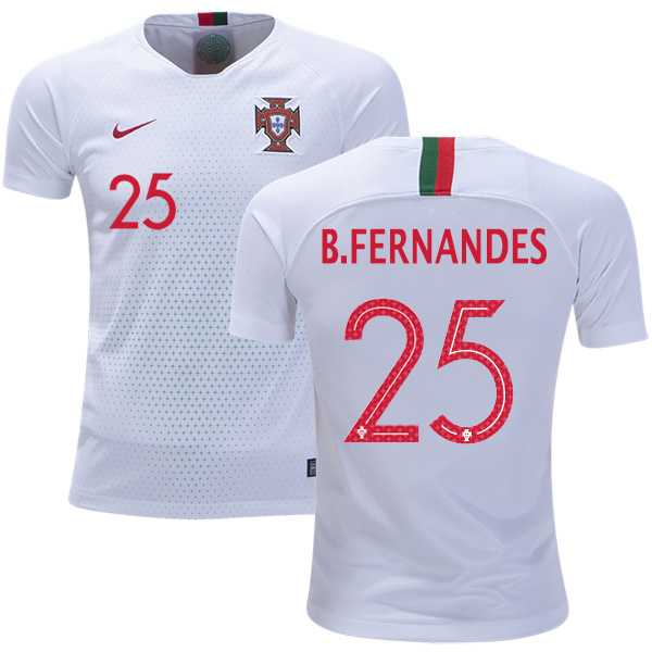 Portugal #25 B.Fernandes Away Kid Soccer Country Jersey