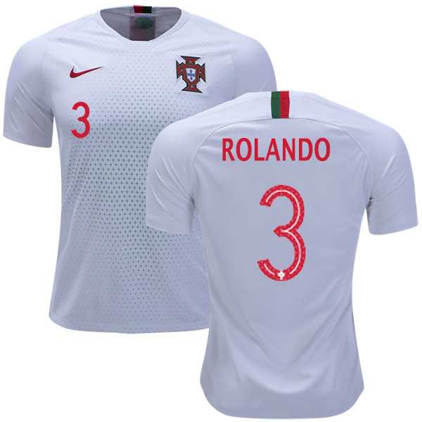 Portugal #3 Rolando Away Soccer Country Jersey