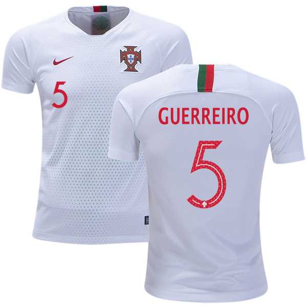 Portugal #5 Guerreiro Away Kid Soccer Country Jersey