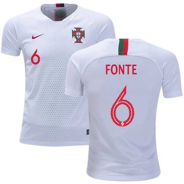 Portugal #6 Fonte Away Kid Soccer Country Jersey