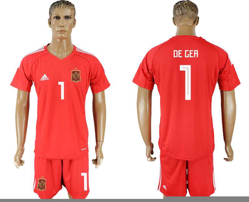 Spain #1 DE GEA Red Goalkeeper 2018 FIFA World Cup Soccer Jersey