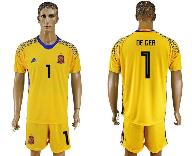 Spain #1 DE GEA Yellow Goalkeeper 2018 FIFA World Cup Soccer Jersey