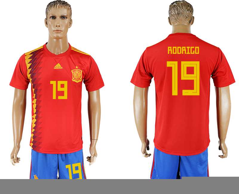 Spain #19 ADORIGO Home 2018 FIFA World Cup Soccer Jersey