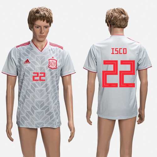 Spain #22 Isco Grey Training Soccer Country Jersey