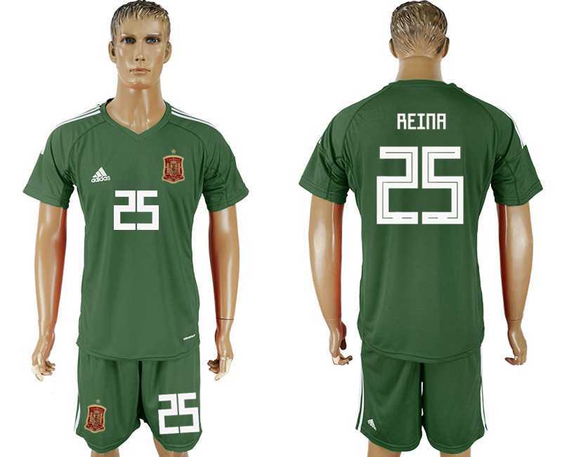 Spain #25 REINA Military Green Goalkeeper 2018 FIFA World Cup Soccer Jersey