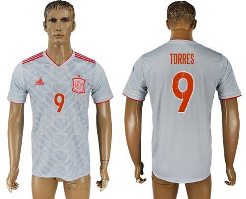 Spain #9 Torres Away Soccer Country Jersey