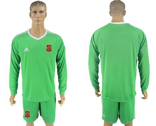 Spain Blank Army Green Long Sleeves Goalkeeper Soccer Country Jersey