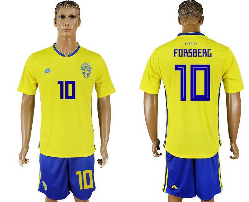 Sweden #10 FORSBERG Home 2018 FIFA World Cup Soccer Jersey