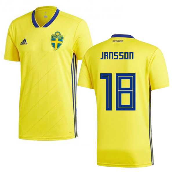 Sweden #18 Jansson Home Kid Soccer Country Jersey