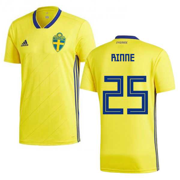 Sweden #25 Rinne Home Soccer Country Jersey
