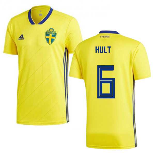Sweden #6 Hult Home Kid Soccer Country Jersey