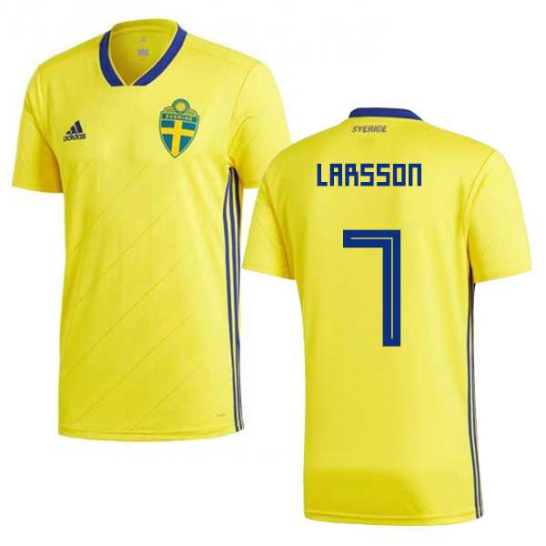 Sweden #7 Larsson Home Kid Soccer Country Jersey