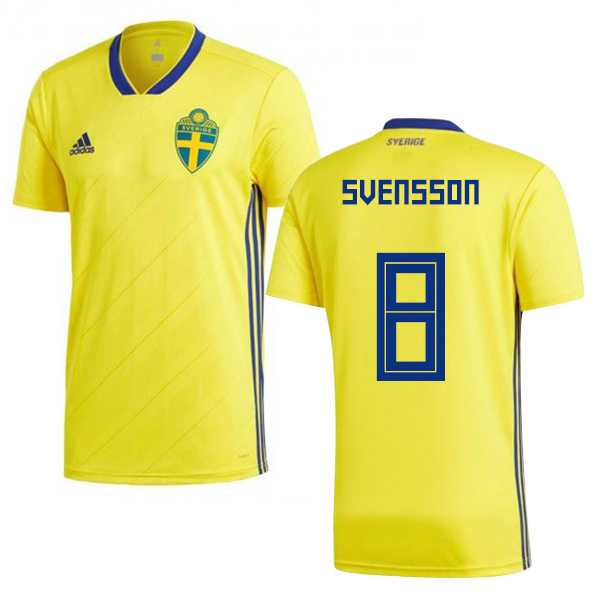 Sweden #8 Svensson Home Kid Soccer Country Jersey