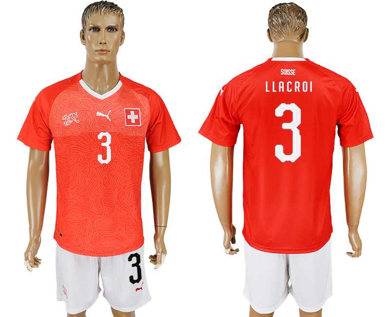 Switzerland #3 LLACROI SOMMER Home 2018 FIFA World Cup Soccer Jersey