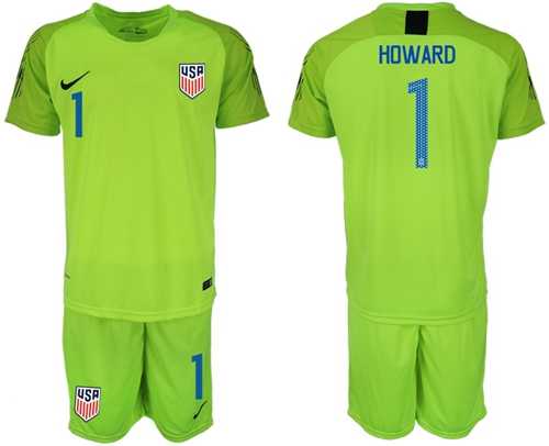 USA #1 Howard Shiny Green Goalkeeper Soccer Country Jersey