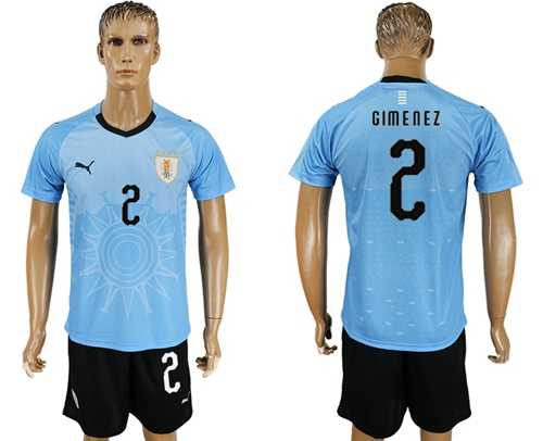 Uruguay #2 Gimenez Home Soccer Country Jersey