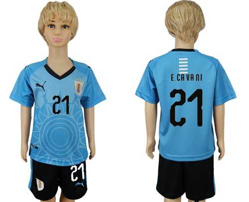 Uruguay #21 E.Cavani Home Kid Soccer Country Jersey