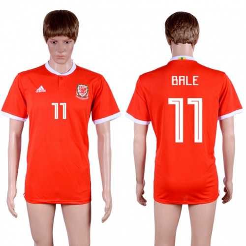 Wales #11 Bale Red Home Soccer Country Jersey