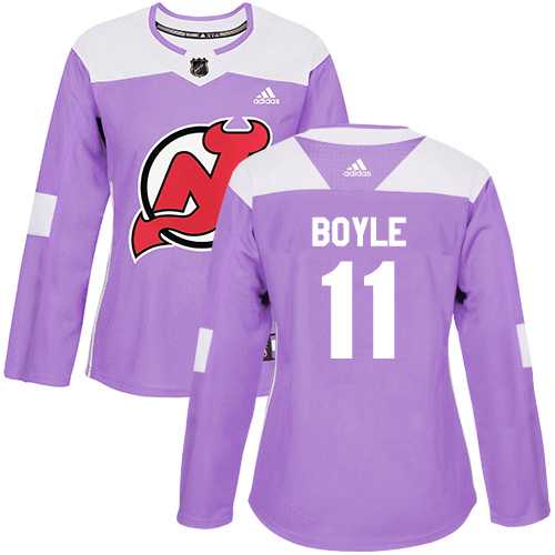 Women's Adidas New Jersey Devils #11 Brian Boyle Purple Authentic Fights Cancer Stitched NHL