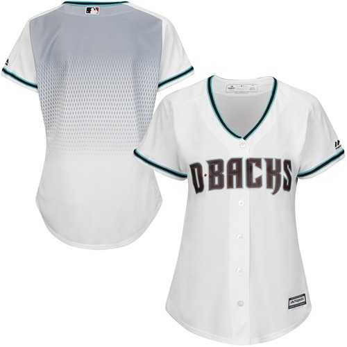 Women's Arizona Diamondbacks Blank White Teal Home Stitched Baseball Jersey