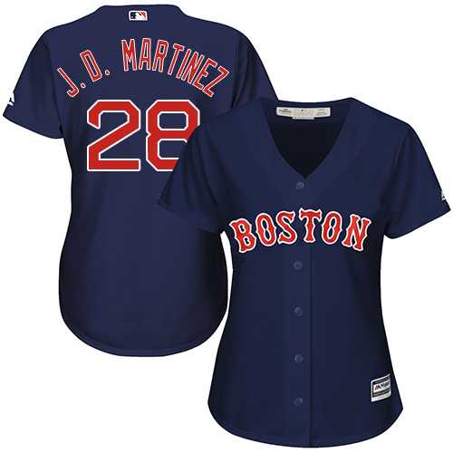 Women's Boston Red Sox #28 J. D. Martinez Navy Blue Alternate Stitched Baseball Jersey