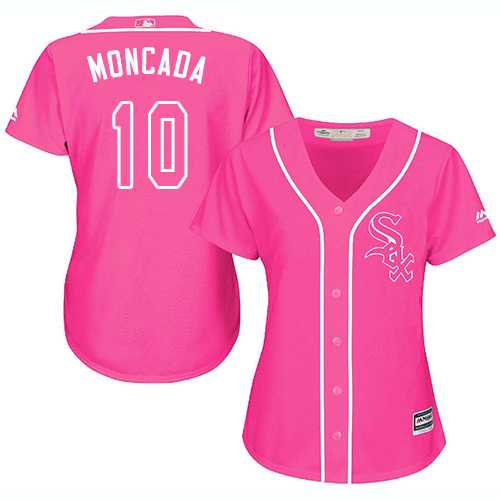 Women's Chicago White Sox #10 Yoan Moncada Pink Fashion Stitched MLB