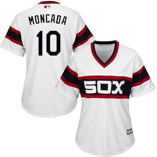 Women's Chicago White Sox #10 Yoan Moncada White Alternate Home Stitched MLB